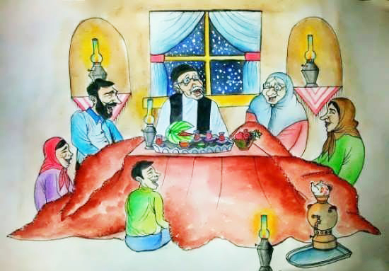 نقاشی شب یلدا حرفه ای