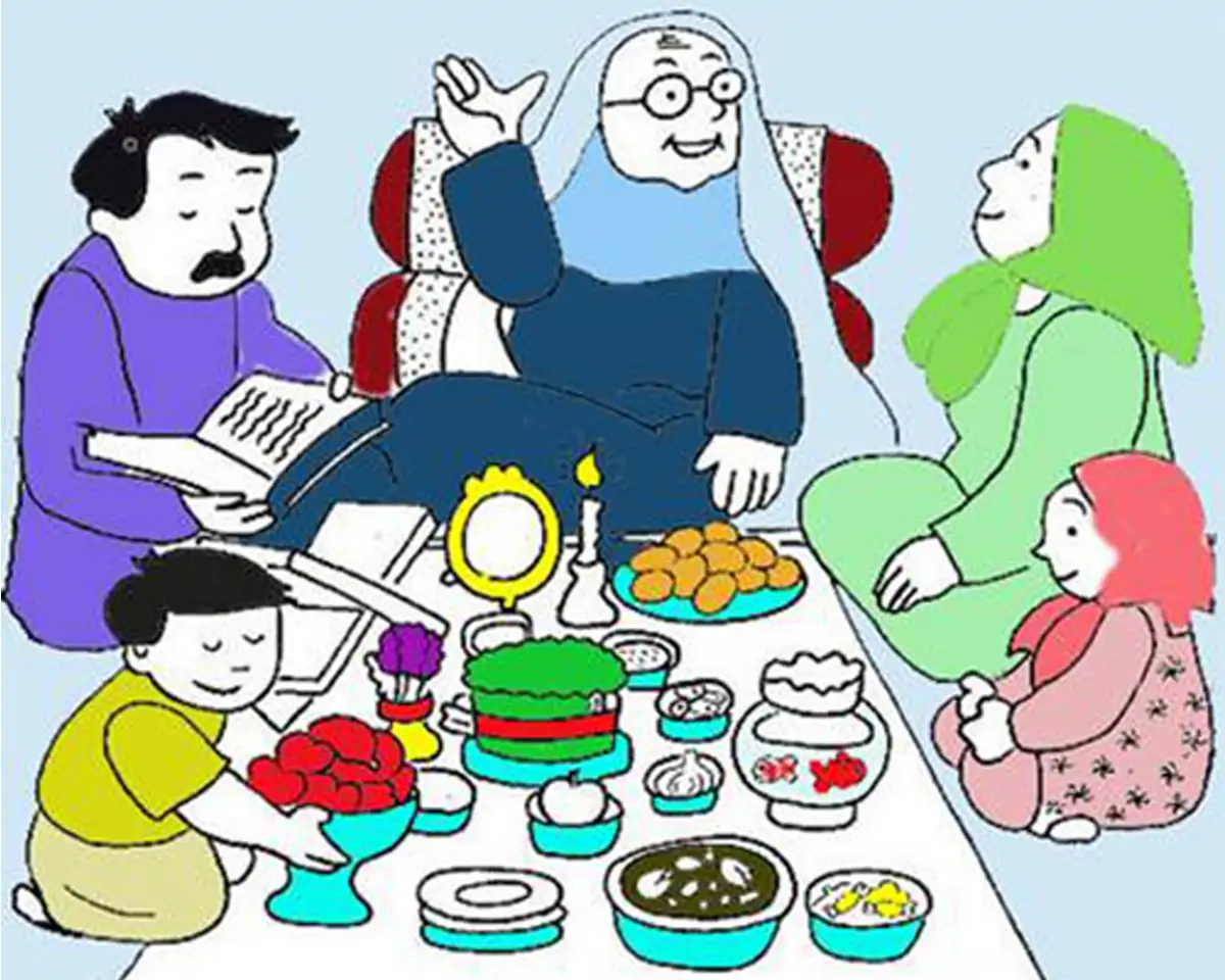 نقاشی شب یلدا برای مدرسه کلاس ششم